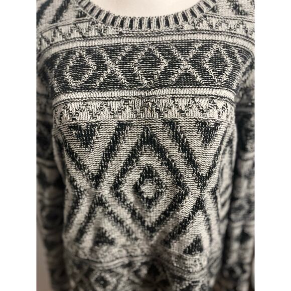 Lucky Brand XOXO Sweater L Tribal Fair Isle GrandpaCore Boho Knit Pullover - Picture 6 of 9